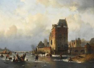 SMETS Louis 1840-1896,Dutch Figures skating on a frozen lake by a castle,Tennant's GB 2022-11-12