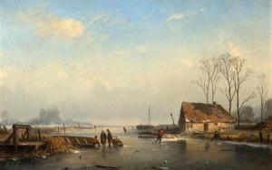 SMETS Louis 1840-1896,Paysage d'hiver avec patineurs,1864,De Vuyst BE 2019-05-18