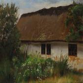 SMIDTH Hans Ludvig,Whitewashed farmhouse with flowers and trees in th,Bruun Rasmussen 2014-08-25