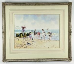 SMITH Albert W 1941,Edwardian family paddling on a beach with chalk cl,Rogers Jones & Co 2022-03-25