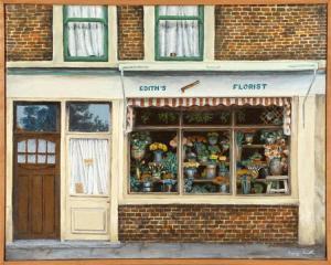 SMITH BARRY Guy 1886-1961,"Edith's Florist", depicting an urban flower shop ,Eldred's US 2015-07-30