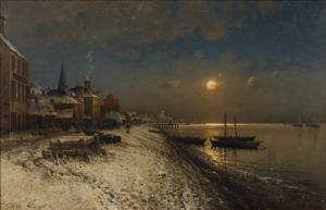 SMITH Carl Frithjof 1859-1917,Clair de lune, port enneigé,1882,Christie's GB 2022-12-13