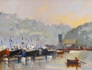 SMITH Charles 1913-2003,Fishing boats in harbour,1994,Gorringes GB 2023-02-06