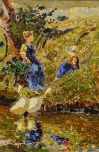 SMITH Danie 1971,Mother Daughter & Geese,5th Avenue Auctioneers ZA 2023-04-16