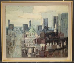 SMITH David,The city from Monument, abstract in neutral colour,20th century,Hansons 2023-09-02