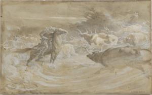 SMITH Elmer Boyd 1860-1943,A herd of cattle and acowboy in a sandstorm,Eldred's US 2006-11-17