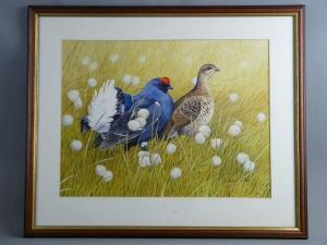 SMITH Frank Anthony 1939,a black grouse and a female in alert mode,Rogers Jones & Co GB 2018-02-27