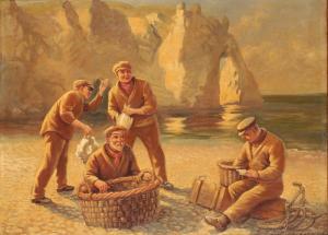 SMITH Frank C,Four fisherman on a pebble beach with a stone arch beyond,Duke & Son GB 2019-10-17