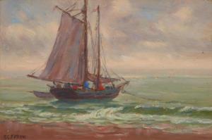 SMITH Frederick Carl 1868-1955,Sailboat Outside Surf Line,John Moran Auctioneers US 2022-09-13