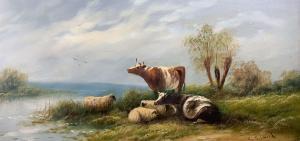 SMITH Garden Grant,Cows and Sheep at Estuary,20th century,Duggleby Stephenson (of York) 2021-11-04