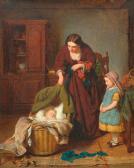 SMITH George 1829-1901,Interior with mother and two children,1865,Galerie Koller CH 2009-03-23