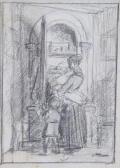 SMITH George,page from a sketchbook depicting woman and child,Burstow and Hewett 2021-04-30