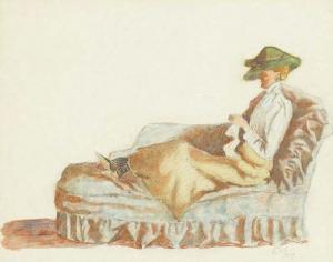 SMITH Grace Cossington,Woman Knitting on a Chaise Lounge 1911,1911,Bonhams & Goodman 2007-08-07