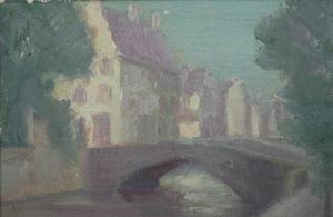 SMITH Harry Knox 1879-1957,ALONG THE CANAL, BRUGES, BELGIUM,Sloans & Kenyon US 2012-06-23