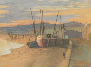 SMITH Hugh Bellingham 1866-1922,'BEACHED BOATS AT SUNSET',Ross's Auctioneers and values 2023-06-14