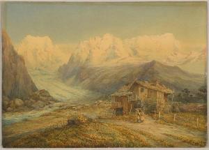 SMITH James W. Garrett,Hochalpine Gletscherlandschaft mit Bauernhaus,Galerie Koller 2014-09-19