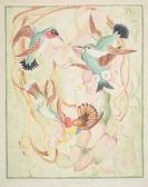 SMITH Juanita 1866-1959,Hummingbirds and Orchids,1920,Swann Galleries US 2006-09-14