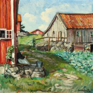 SMITH Julius 1885-1960,Norwegian farm exterior, Brekke,1932,Bruun Rasmussen DK 2015-12-14