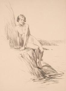 SMITH Leonard John 1885,Female nude seated on a rock,Bonhams GB 2003-03-11