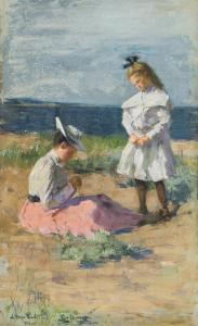 SMITH Letta Crapo 1862-1921,A Seated Woman and Child at the Beach,1900,Swann Galleries US 2023-09-21