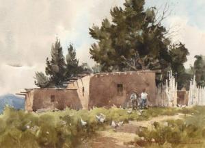 SMITH Lowell Ellsworth,Leghorns at Rancho de Los Golondrinas,1984,Santa Fe Art Auction 2021-05-29