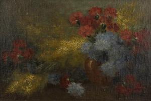 SMITH Marcella Cl. Heber 1887-1963,Red, blue and yellow flowers in a vase,,1940,Mallams 2021-05-26