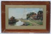 SMITH Margaret 1948,River landscape with figures by cottages,Dickins GB 2017-04-07