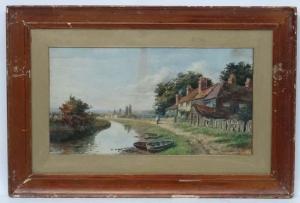 SMITH margaret,River landscape with figures by cottages,Dickins GB 2017-02-03