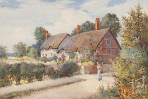 SMITH Noel 1800-1900,thatched roof cottage with flower garden and two f,O'Gallerie US 2020-03-30
