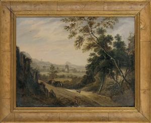 SMITH OF CHICHESTER George,A wooded landscape with travellers on a track, a c,Christie's 2009-09-29