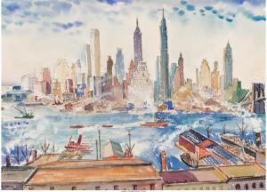 smith oliver 1918-1994,New York City Skyline,1939,Heritage US 2017-03-19