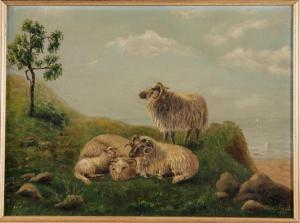 SMITH Oliver Phelps 1867-1953,SHEEP ON A GRASSY CLIFF,1903,Penrith Farmers & Kidd's plc 2008-07-23