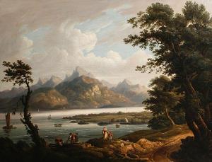 SMITH Samuel Mountjoy 1830-1857,Figures on the shores of a mountain lake,Bonhams GB 2010-01-19