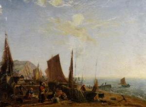 SMITH Samuel Mountjoy 1830-1857,Unloading the catch, Hastings beach,Halls GB 2010-12-15