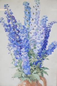 SMITH Stanley 1927-1938,still life, Delphiniums,Crow's Auction Gallery GB 2021-08-04