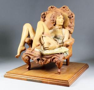 SMITH Stuart,Semi-clad woman reclining in a chair,20th Century,Canterbury Auction 2019-04-09