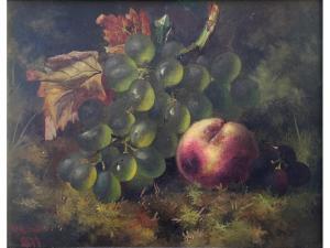 SMITH William H 1863-1884,STILL LIFE OF GRAPES AND A PEACH UPON A MOSSY BANK,Lawrences GB 2016-10-14