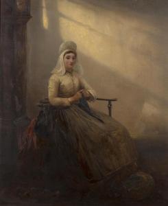 SMYTHE Edward Robert 1810-1899,Breton girl knitting, seated in an interior,Bonhams GB 2015-11-17