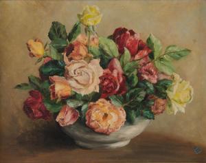 SMYTHE Minnie 1872-1955,Roses,1914,Mossgreen AU 2015-06-29