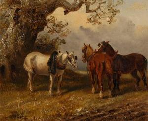 SMYTHE Thomas 1825-1907,Plough horses resting beneath an old oak,Bonhams GB 2006-10-11