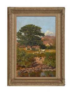 Snell Morrish William,CATTLE AND SHEEP GRAZING BY A RIVER,20th century,Dreweatts 2023-02-10