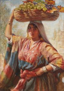 SNOWMAN Isaac 1874-1947,Peasant Girl with Fruit Basket,John Moran Auctioneers US 2022-04-12