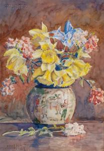 snyder florence w 1900,Two Still Lifes: Daffodils in an Oriental Vase,Skinner US 2009-07-15