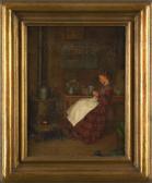 SNYDER William Henry 1829-1910,scene with a young girl sewing,Pook & Pook US 2007-03-23