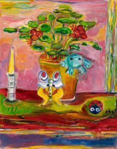 SOBEL Jehudith 1924-2012,Still Life with a Potted Plant, a Butterfly, a Lad,William Doyle 2024-04-24