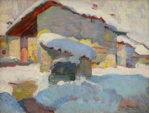 SOBRILE Giuseppe 1879-1956,Case al sole nella neve,1940,Meeting Art IT 2024-04-20