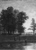 SOETERIK Theodor 1810-1883,A wooded landscape with a boy and his dog on a raf,Christie's 1998-01-21
