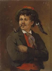 SOHN Andreas 1847-1920,Portrait eines jungen Mannes in Tracht,1891,Zeller DE 2008-06-19