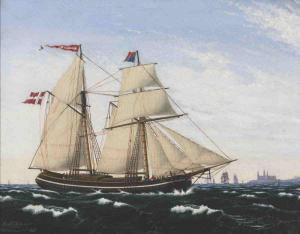 SOHOU Jacob F 1800-1800,Segelschiff vor der Küste,1867,Kastern DE 2013-07-06