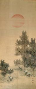 SOKEN Yamaguchi 1759-1818,Darstellung zweier Kiefern in Abendrot,Nagel DE 2017-12-12
